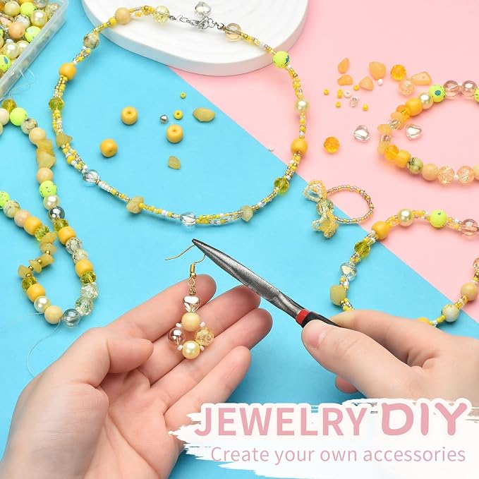 Rired 27 Yellow Glass Beads for Bracelet kit, Earring and Phone Chain - Image 4