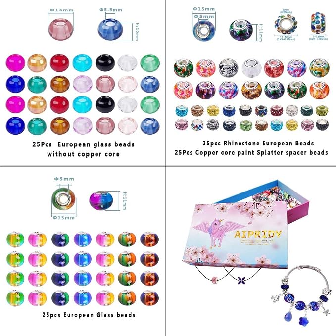 Aipridy European Large Hole Beads, Colorful Glass Charm Beads Set - Image 5