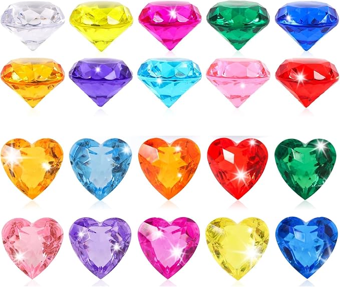 Niceup 56pcs Heart and Diamond Diving Gems 1.57in Tressure Box Easter Egg by Niceup