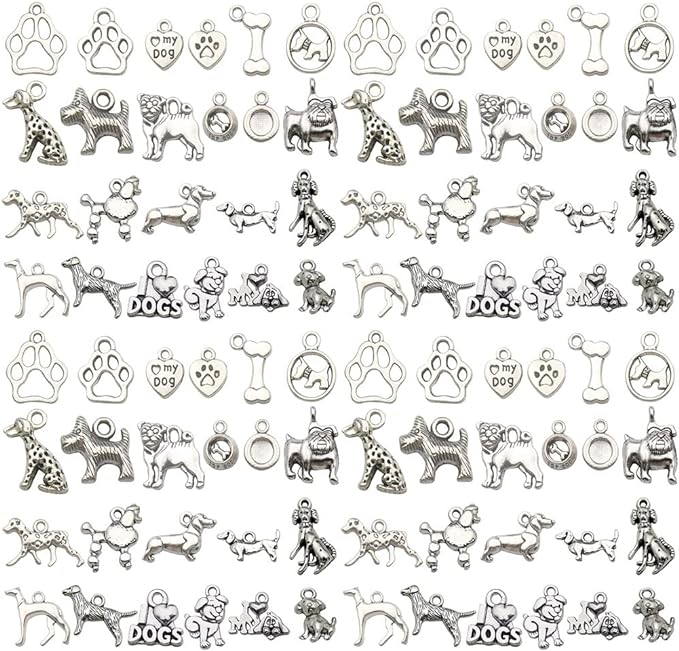 WOCRAFT 120pcs Antique Silver Dog Charm by WOCRAFT