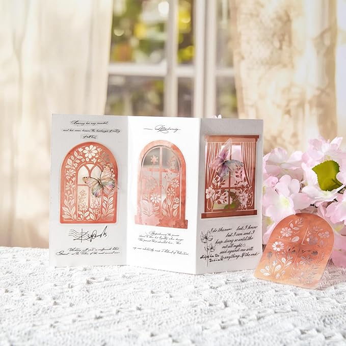 120Pcs Silhouette Window PET Sticker Set, Transparent Nature Stickers for Scrapbooking, Journaling, Planner, DIY Crafts