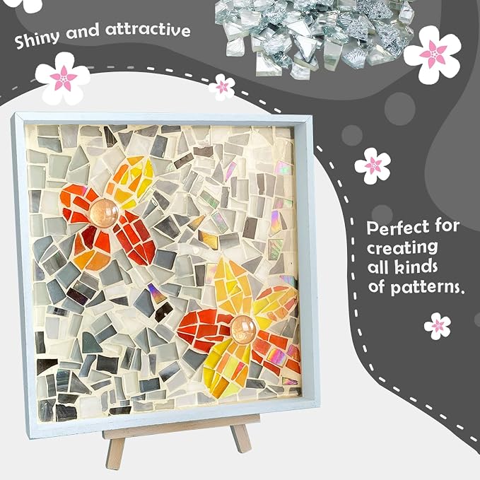 LITMIND Silver Mixed Irregular Glass Scraps Mosaic Tiles - Image 3
