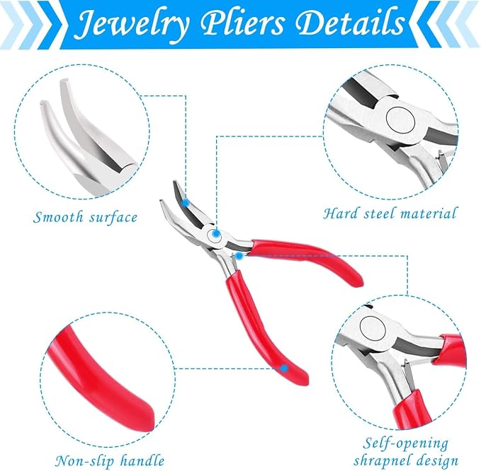 Acejoz Jewelry Making Tools Kit: 6pc Set, Including Needle Round Nose, Wire - Image 4