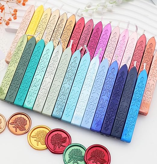 12Pcs Wax Sealing Sticks with Wicks, Assorted Colors Wax Seal Sticks Great for Vintage Mixed Color Waxsealsticks Letter Sealwax Stamp Wedding Invitations, Decoration (12-1)