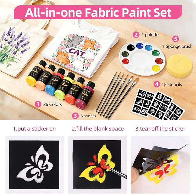Colorful Fabric Paint Set for Clothes, - Image 6