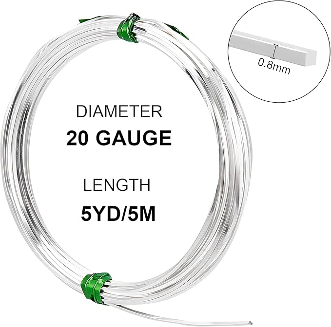 BENECREAT 20 Gauge 16 Feet Brass Square Wire, Silver Brass Wire for Jewelry Beading Craft Work