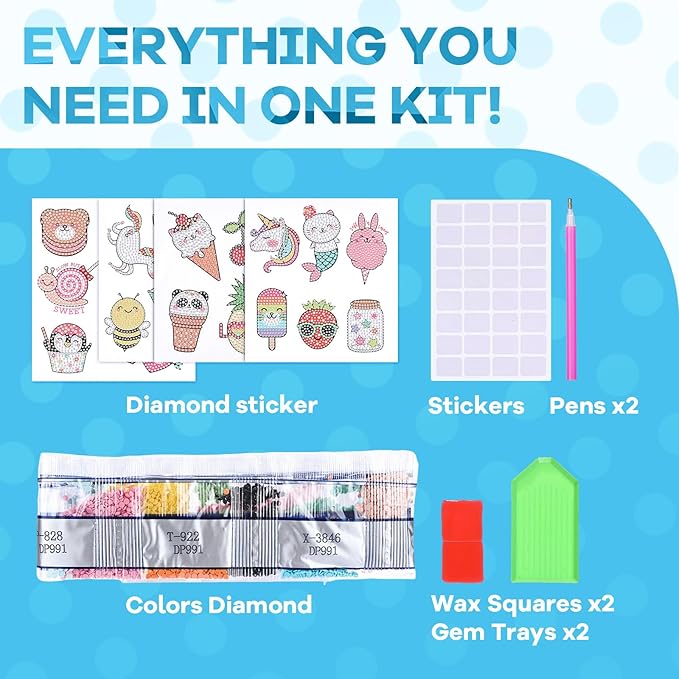 Cymbana 5D Painting Diamond Stickers Kits 25 Pcs Diamonds Dots Arts and Crafts for Kids Ages 6-8 8-12 Contains Unicorn, Mermaid, Cat