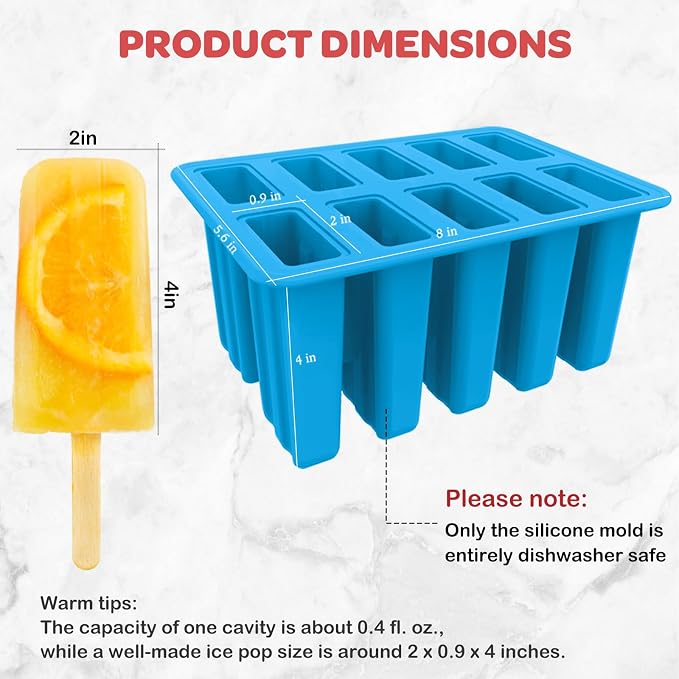 Miaowoof Homemade Popsicle Molds, 10-Cav Non-BPA Silicone Ice Pop Maker - Image 5