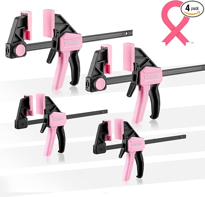 WORKPRO Mini Bar Clamps for Woodworking, 4-Piece One-Handed Clamp/Spreader by WORKPRO