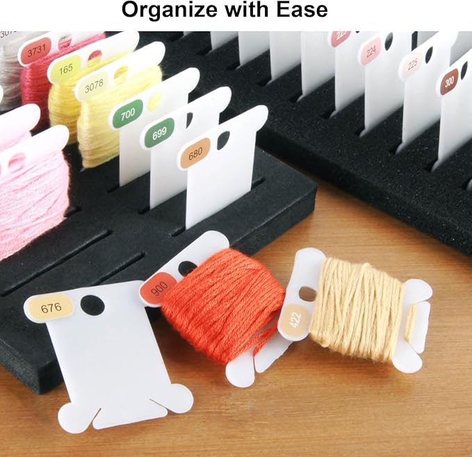 Hamtery Plastic Embroidery Floss Bobbins, Pre-Labeled Color Number Embroidery Thread Organizer for Cross Stitch Thread Storage-No Foam Inserts (Set 3: 500pcs)
