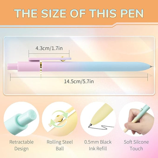 12 Pcs Gel Pens 0.5mm Quick Dry Black Ink Pens Fine Point Smooth Writing Pens, Cute Office and School Supplies Gifts for Women Teacher Students (12 Pcs Ombre Gold)