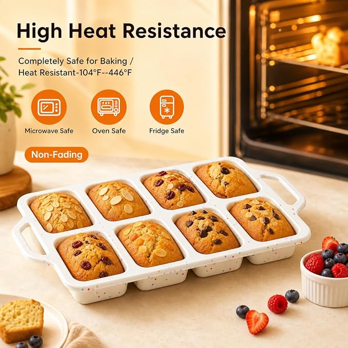 Vinino Compact 8-Cavity Mini Silicone Loaf Pan Cream - Image 5