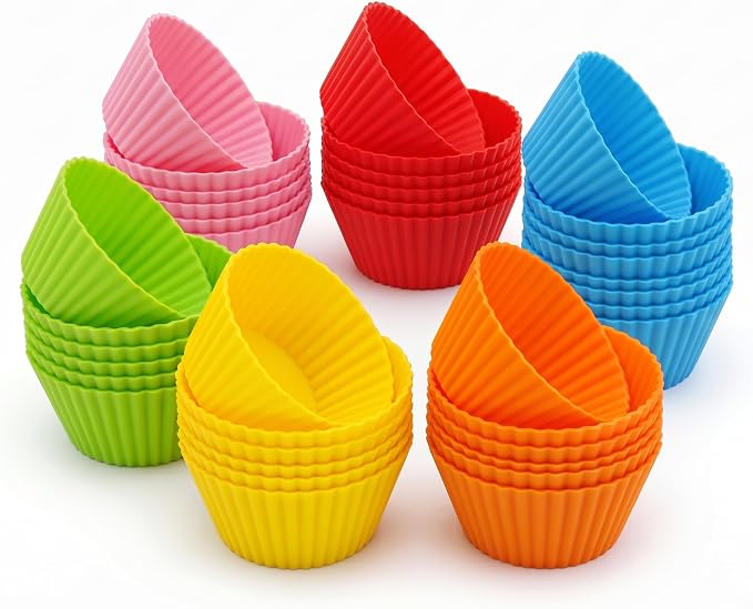 Baking Cups 24 Pack, Non-stick and Flexible Muffin Pans by Prefer+Green