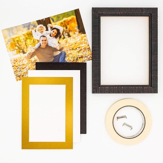 11x14 Mat for 8.5x11 Photo - Precut Metallic Gold Picture Matboard for Frames 11 x 14 Inches - Bevel Cut to Display Art 8.5 x 11 Inches - Acid Free Pack of 10 MATS with Backing Boards & Clear Bags