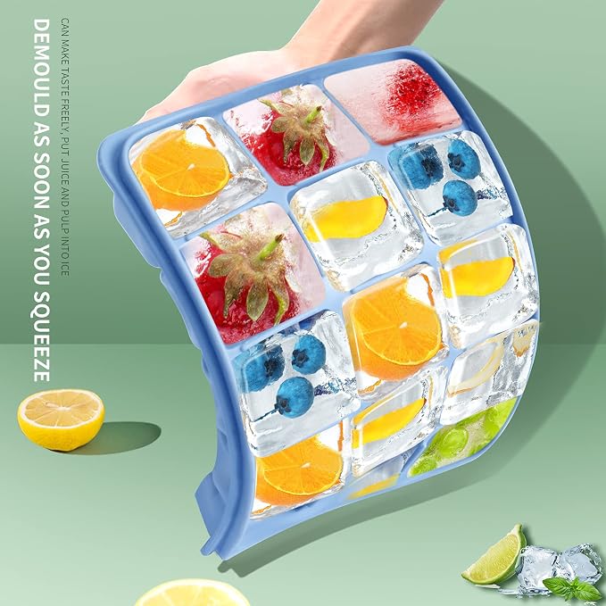 Tvmania Ice Cube Trays Set of 2, 15-Cube Silicone Molds - Image 5