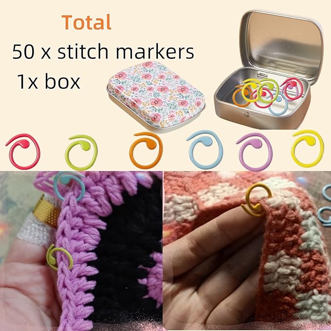 Hilsayum 80Pcs Knitting Stitch Markers 4 Shapes Colorful Crochet Stitch Markers with Box for Crocheting and Knitting,