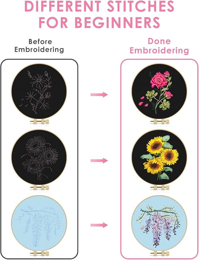 TINDTOP Embroidery Kit for Adult, Ribbon Embroidery Kit for Beginners | for - Image 3