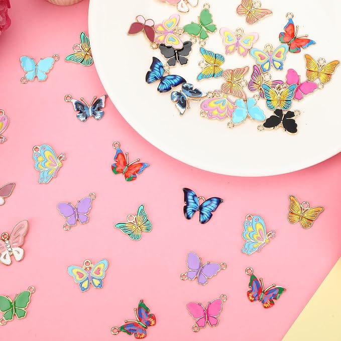 MARFOREVER 40Pcs/20 Pairs Butterfly Charms, Mixed Butterflies Charms - Image 2