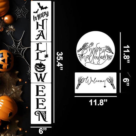Halloween Stencils for Painting Large Skeleton Porch Stencils Ghost Boo Spooky Stencil for Porch Sign Door Mats Fabrics DIY Crafts Decor