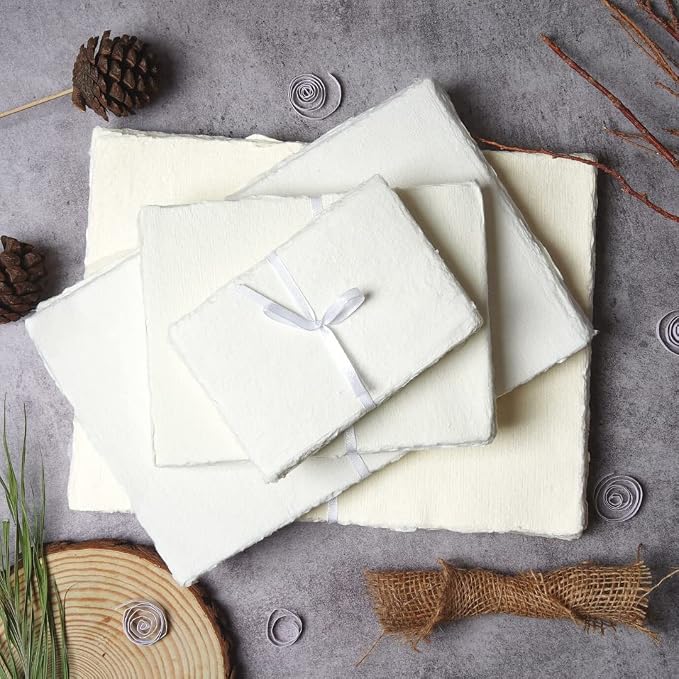 LEATHER VILLAGE Handmade Rough Textured Watercolor Paper 7.5x11.5 in White | 50 - Image 5