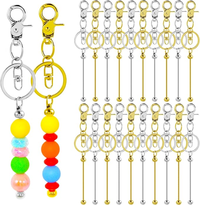 20 Pcs Beadable Keychains Bulk Kit – DIY Keychain Making Supplies by DNLEGULI