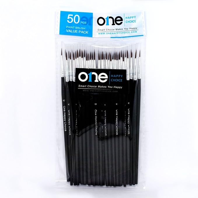 50 Pcs Fine Detail Synthetic Paint Brush Set, Pointed Round Size #0 Medium | - Image 5