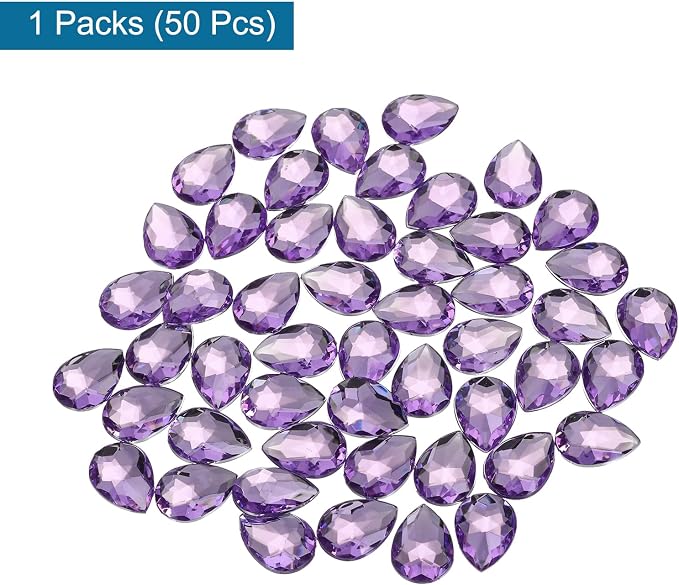 MECCANIXITY 50PCS Flat Back Acrylic Teardrop Gems 18x25mm Artificial Rhinestones - Image 3