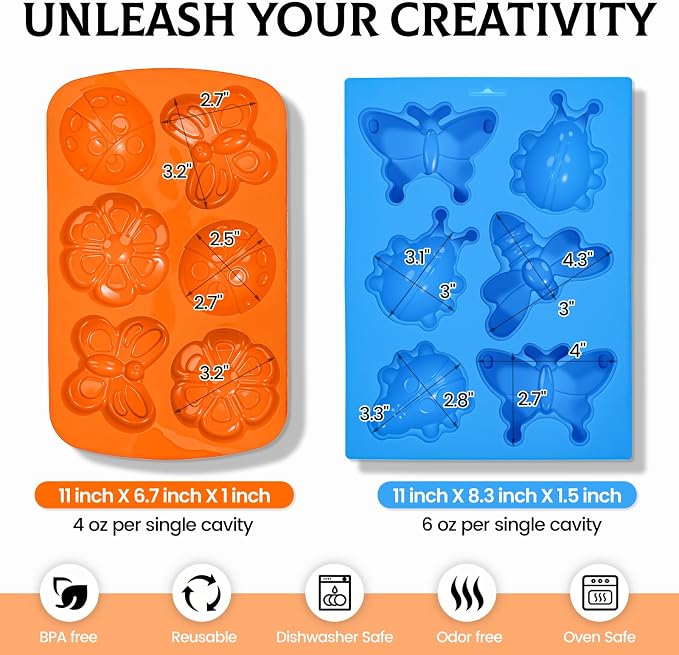 SJ Silicone Molds for Crafts, 2 Pack Butterfly and Insect Soap Molds | 6 - Image 4