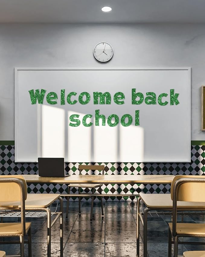 237 Pcs Glitter Bulletin Board Letters, Numbers and Punctuation, Poster Board Letters Alphabet Cut Out Cardboard Letters Accessories for Classroom Display Decorating Supplies 4inch (Green)