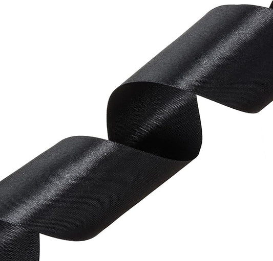 2 Inch Black Solid Satin Ribbon, 50 Yards Craft Fabric Ribbon for Gift Wrapping Floral Bouquets Wedding Party Decoration