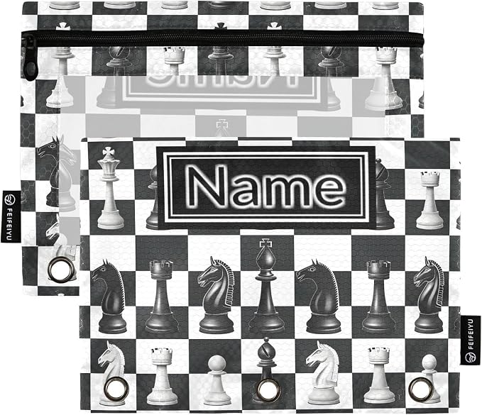 Custom Chess Checkered Plaid Pencil Pouch by BOENLE-WELCOMEYOURCOMING