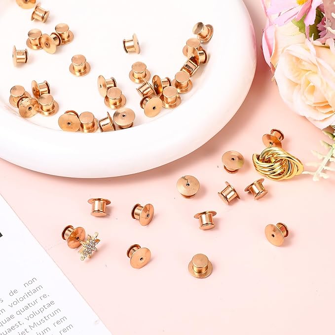 40 Pieces Locking Pin Back Golden Locking Pin Keepers Metal Pins Backs Lockings Metal Keepers Clasp Needle Back Lock Flat Badge Fastener Enamel Lapel Pins Lock and DIY Crafts Without Needle