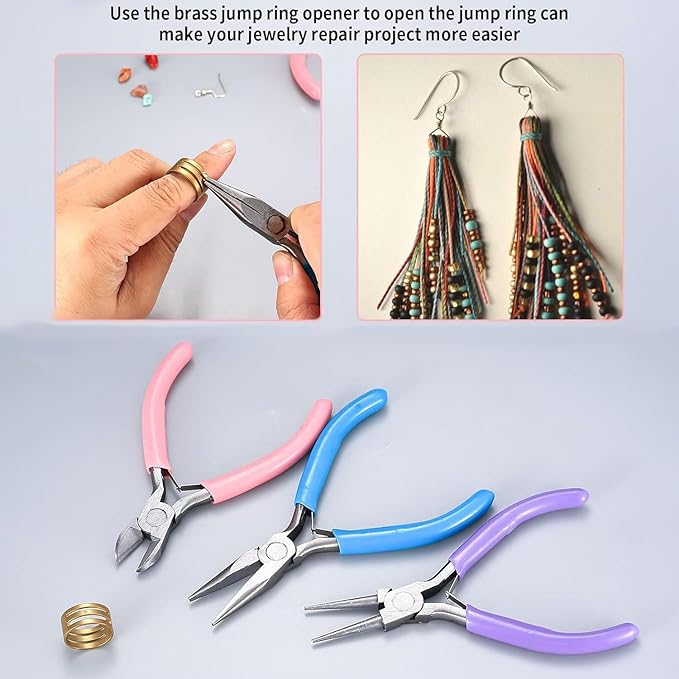 3 Pcs Jewelry Pliers Set - Needle Nose, Round Nose and Wire Cutters for Jewelry Making, Repair and Crafts，Wire Wrapping Beading Crafts Pliers