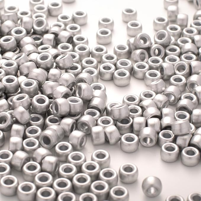 1000 Pcs Acrylic Silver Pony Beads 6x9mm Bulk - Image 5