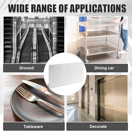 1 Pcs 430 Stainless Steel Sheet Metal 12 x 6 Inches 24GA Metal Plates Panel #4 Brushed Finish Magnetic Mount Board Wall Food Truck Restaurant Crafting Kitchen Floor Trailer Garage Gym
