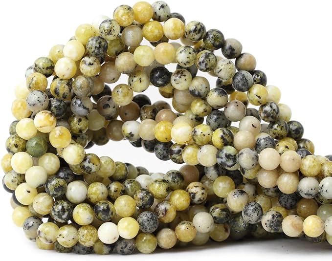 60PCS 6mm Natural Yellow Turquoise Gemstone Round Loose Beads Stone Beads by CHEAVIAN