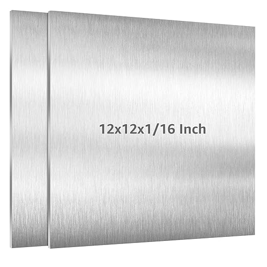 2 Pack 6061 T651 Aluminum Sheet Metal 12" x 12" x 1/16" (0.06") Rectangle Metal Plate Covered with Protective Film, 1.5mm Flat Aluminum Plate for Crafting and Industry
