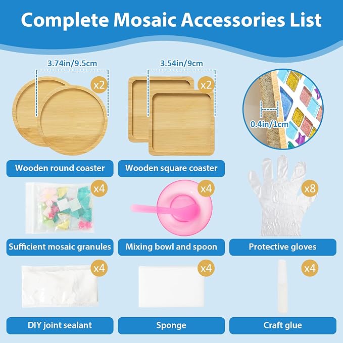 UXORSN 4 Sets DIY Mosaic Tiles for Crafts Mixed Color Glass Mosaic Kit - Image 3