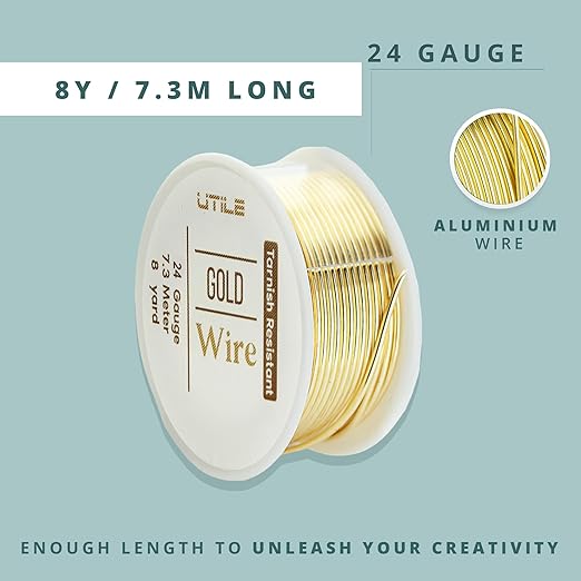 UTILE 18 20 22 24 Gauge 90 ft 99.9% Pure Soft Copper Wire for Electroculture Gardening, Jewelry Making, Crafting Wire Bendable, Plant Wire (Gold 24)
