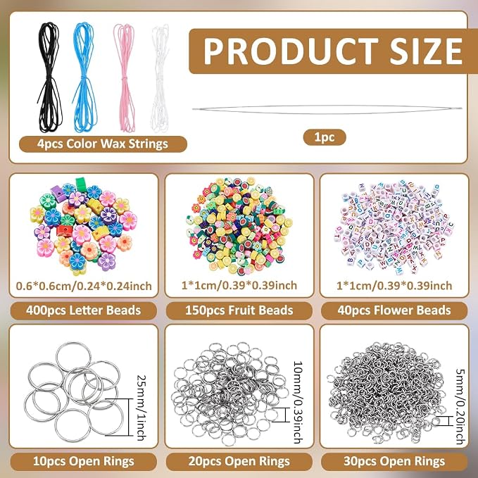 CRAFTYMELODY 606Pcs DIY Keychain Making Crafts Kits Beaded Keychain Making Kit - Image 2