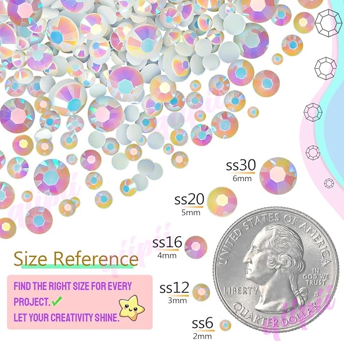 qiipii 48 Color 5mm Jelly AB & Crystal Colorful Resin Rhinestones - Image 7