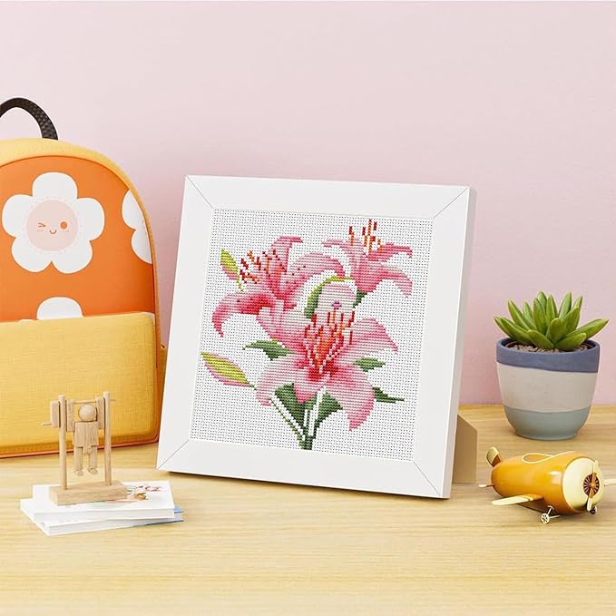 VIGEGU Lily Cross Stitch Kits for Beginner, Flowers Stamped Cross Stitch Kits - Image 2