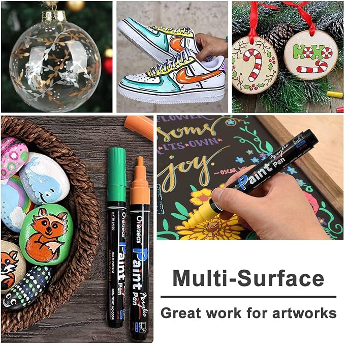 Overseas White & Black Acrylic Paint Pens Permanent Markers, Medium Tip | - Image 3