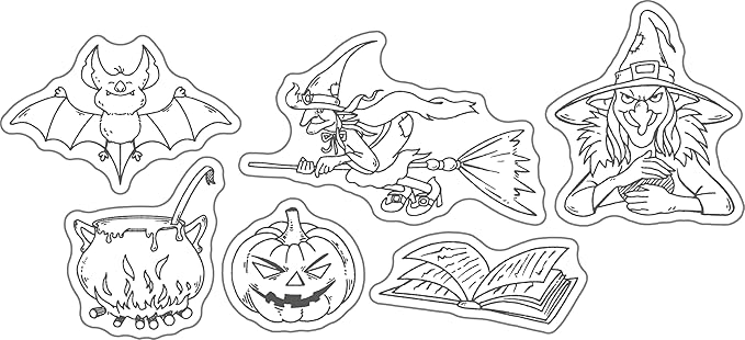 Halloween Clear Silicone stampReusable Stamp with Pumpkins, Skulls, Bats, Santa Claus, and Holiday Designs. Used for Making Cards, scrapbooks, and DIY templates (Halloween Witch)
