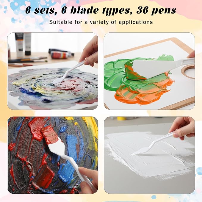 Plastic Palette Knives Set, 30 Pieces Spatula Palette Knives Thin Flexible Art - Image 3
