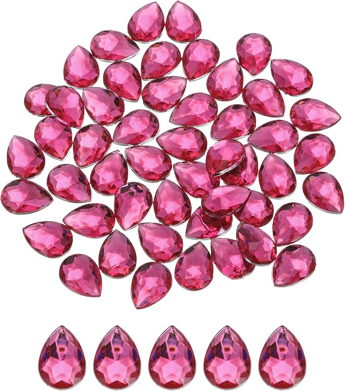 MECCANIXITY 50PCS Flat Back Acrylic Teardrop Gems 18x25mm Artificial Rhinestones by MECCANIXITY