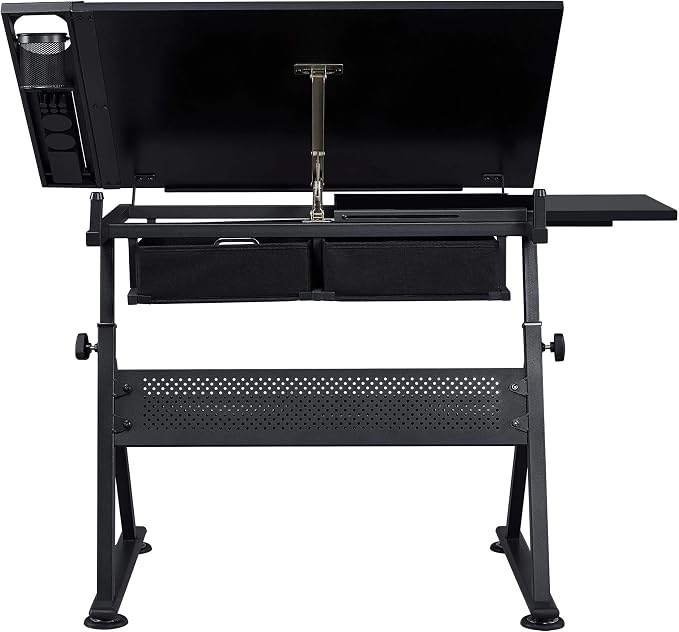 Yaheetech Adjustable Drafting Table Art Desk, Storage Drawers & Stool - Image 9