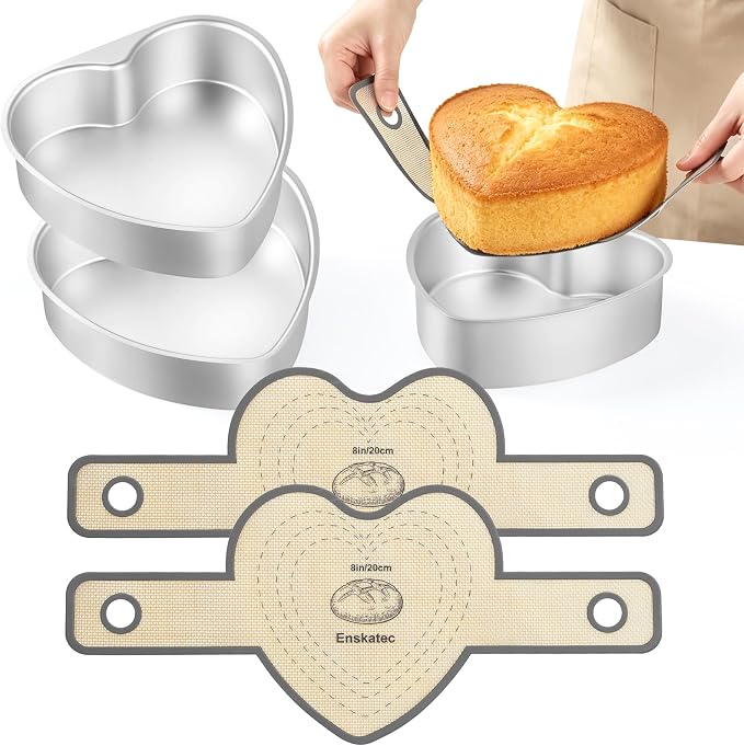 8 Inch Heart Shaped Cake Pan Set by Enskatec