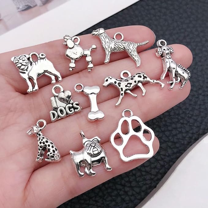WOCRAFT 60pcsAntique Silver Dogs Charms Bracelet Charms - Image 2