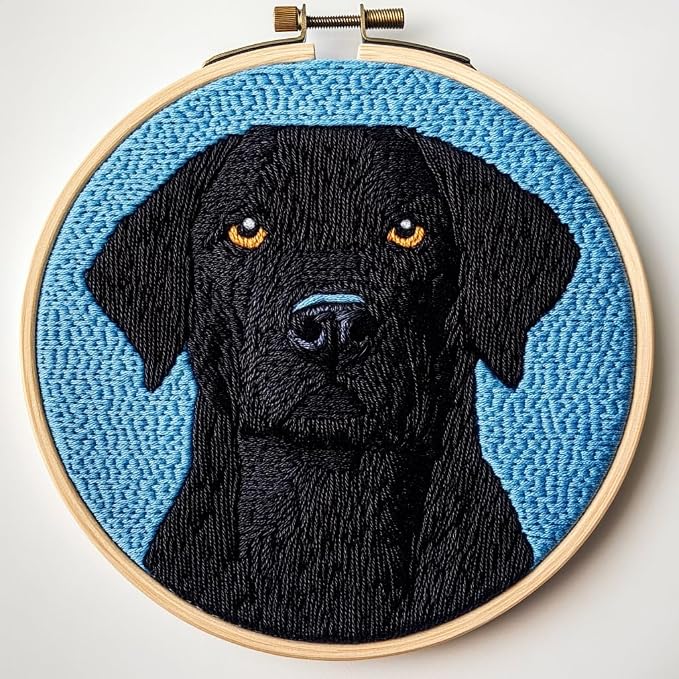 DIY Punch Needle Kits Cute Black Labrador Retriever Dog by Unknown